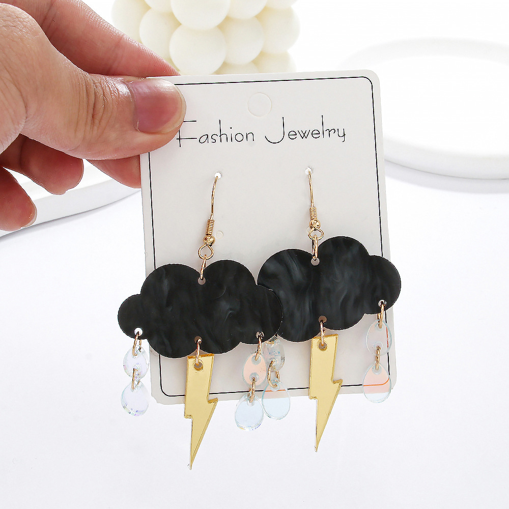 1 Pair Quantity 1 Pair Novelty Simple Style Clouds Lightning Arylic Drop Earrings