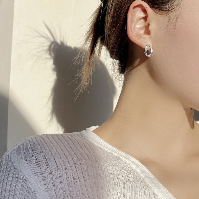 18K Gold Plated, Silver Plated Plating Material Stone-Free Inlay Material 1 Pair 18K Gold Plated Silver Plated 925 Sterling Silver Geometric Earrings Ear Studs