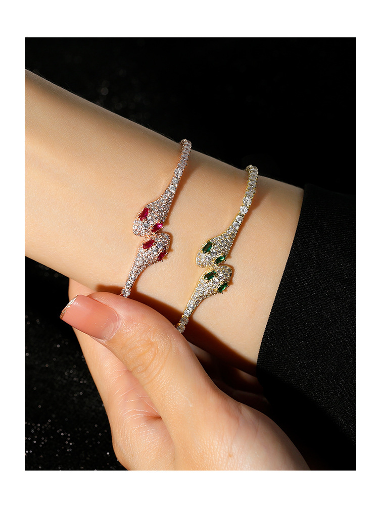 Exquisite Snake Zircon Beaded Bracelet For Women Adjustable_voghion.com