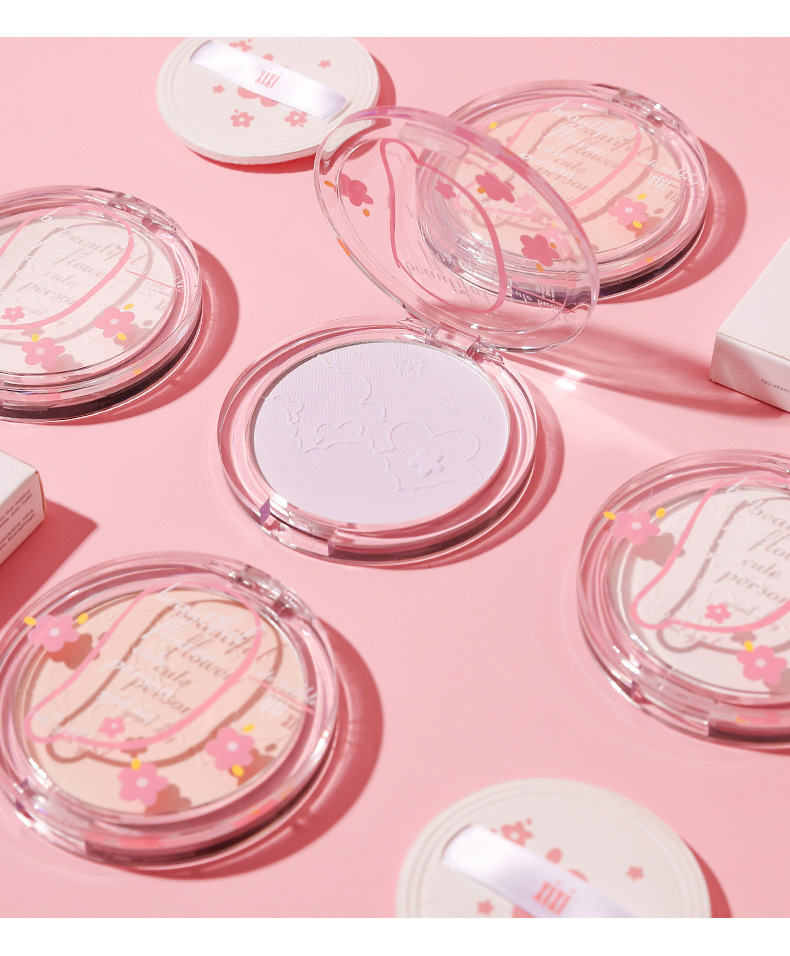xixi Clear and misty Prime Powder Compact, setting makeup, concealer, long-lasting oil control, skin smoothing, matte finish, brightening, student contouring Powder Compact undefined