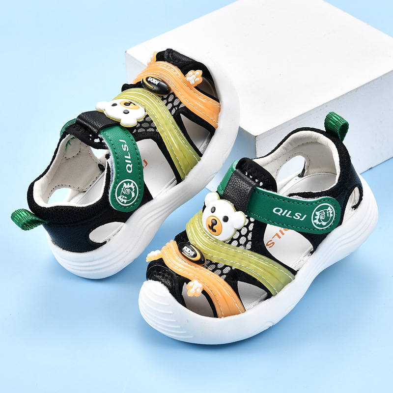 Verano nuevo estilo de dibujos animados para niños, sandalias para niños pequeños, zapatos funcionales de suela suave, zapatos fríos para bebés femeninos anti-patadas, cabello