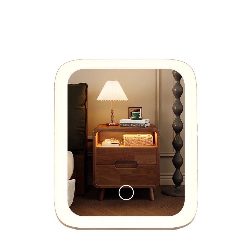 LED con lámpara梳妆台 espejo de maquillaje de brillo 2025 nuevo inwind dormitorio espejo plegable de escritorio