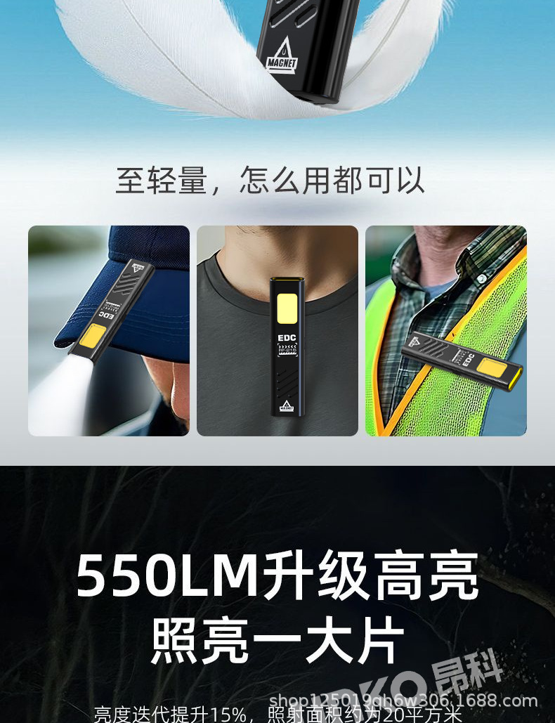 Premium Magnetic Dual-Light Source Work Light, Powerful Mini Portable Outdoor Repair Emergency Flashlight with Blade and Cap Clip