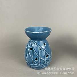 陶瓷海洋系列烛台套装中式风格瓷器蜡烛台摆件香薰炉跨境亚马逊