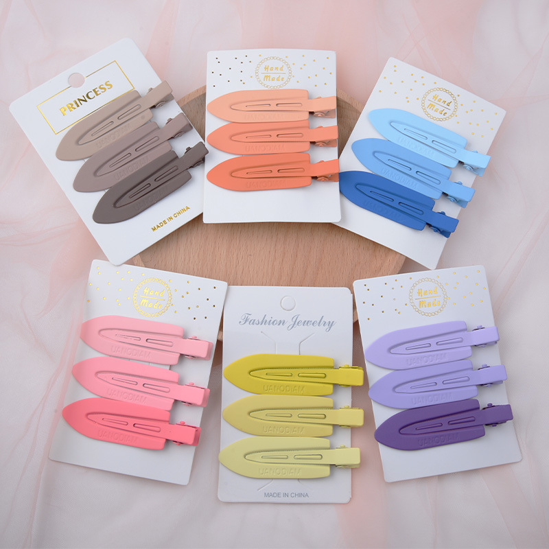 Colorful Korean-style duckbill hair clip for women, sand-surfaced metal with crushed hair edge, Instagram-style candy-colored one-piece hair clip hair accessory