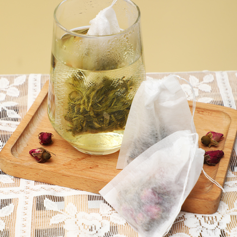 100個玉米纖維7*9cm抽線一次性茶包袋茶葉過濾袋花茶袋抽繩泡茶袋