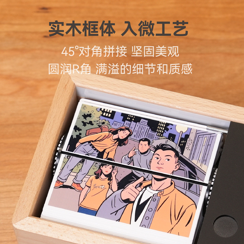 電動ページめくりフォトアルバム、家族カップル、親子ペット写真、カスタマイズされた無垢材ブナ材ギフトフリップ写真装飾品|undefined