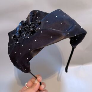Xiangyun Yarn TikTok Hair Accessories Organza Yarn Rhinestone Half Hat Hair Band Hair Covers White Hair Temperament High Cranial Top Head Band All-match