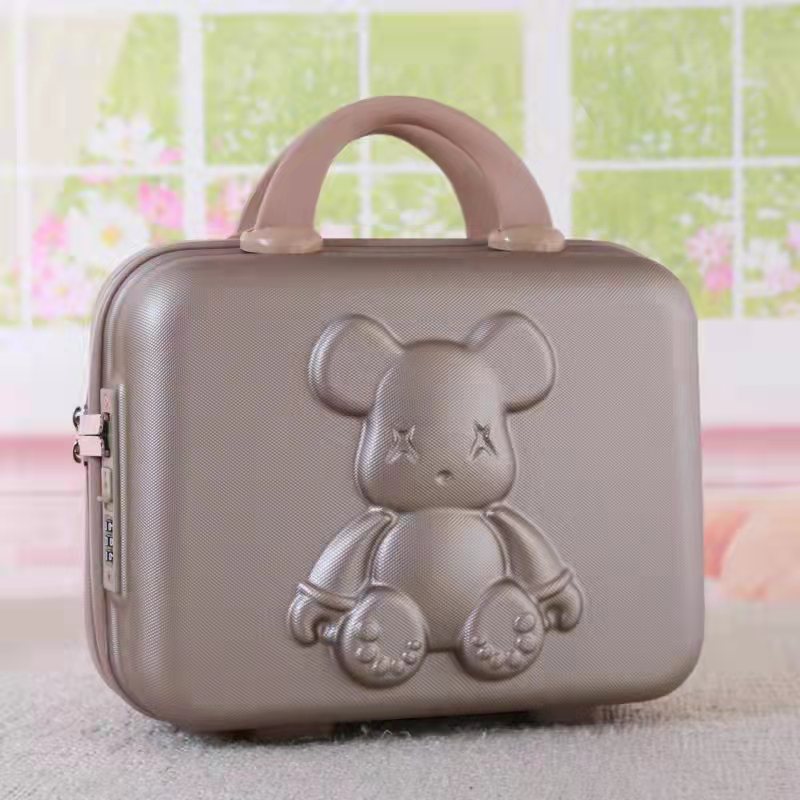 Maleta equipaje caso cosmético 14 pulgadas dibujos animados lindo oso contraseña bloqueo caja de almacenamiento mano regalo oso caja