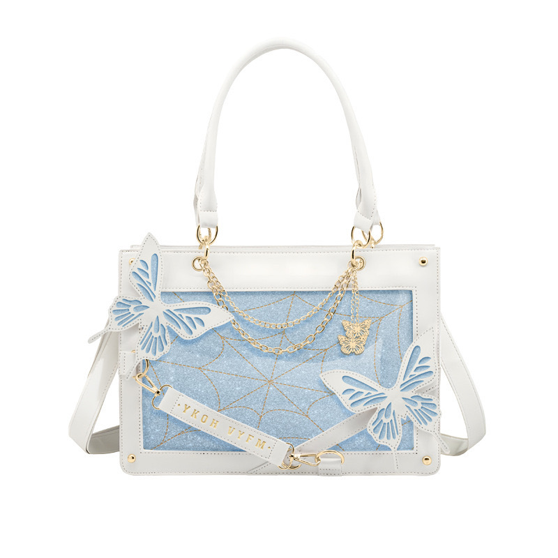 흰색과 파란색 나비(진주빛 미세 글리터)