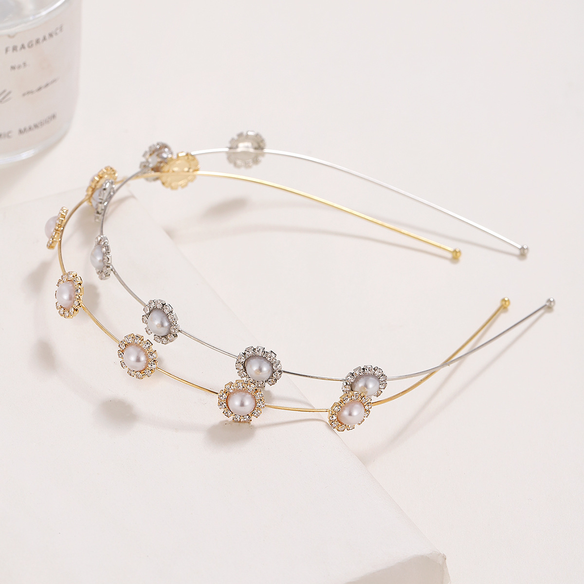 Corea del Sur simple horquilla diadema hembra Hada Mori Super Hada girasol rhinestone perla diadema todo partido flequillos diadema