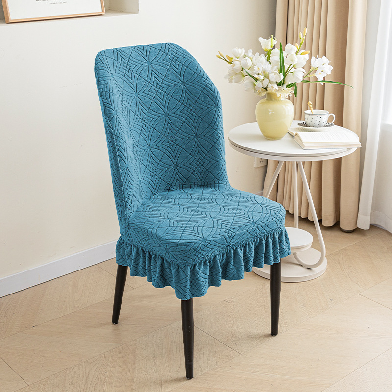 Cubierta de silla elástica curvada de forma especial cubierta de silla engrosada polar gran falda curvada respaldo integrado cuatro estaciones