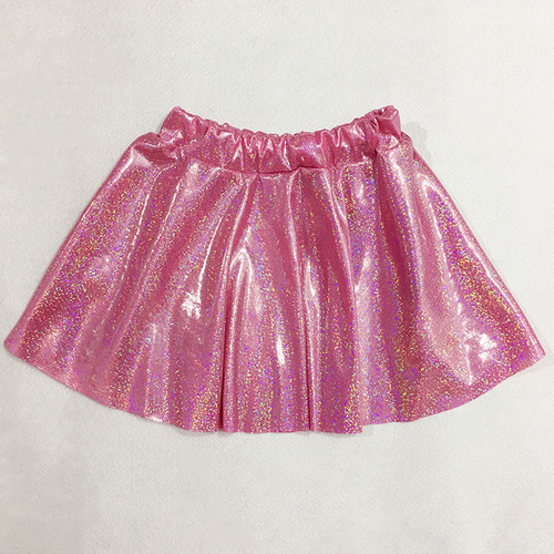 Children Girls green pink glitter jazz dance skirts party cheerleaders uniforms model show photos shooting shiny pleated skirts for kids