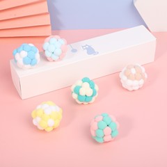 Catnip and Packaged Kitty Macaron Color Plush Ball Chew and Play Toys with Bell for Cats Plush Toys