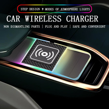 RGB 氛围灯发光车载手机无线充电器智能自动感应外贸跨境新款15W