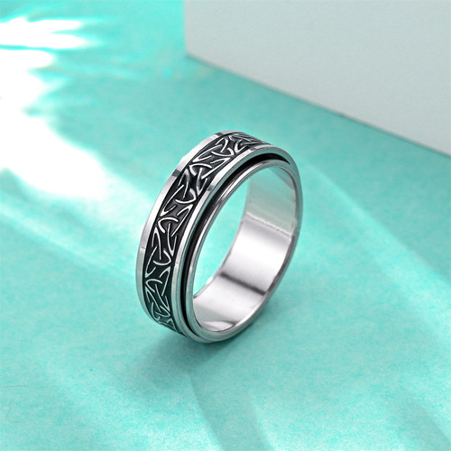 Retro Celtic knot titanium steel rotating ring ring for men and women decompression titanium steel ring hand jewelry wholesale couple jewelry