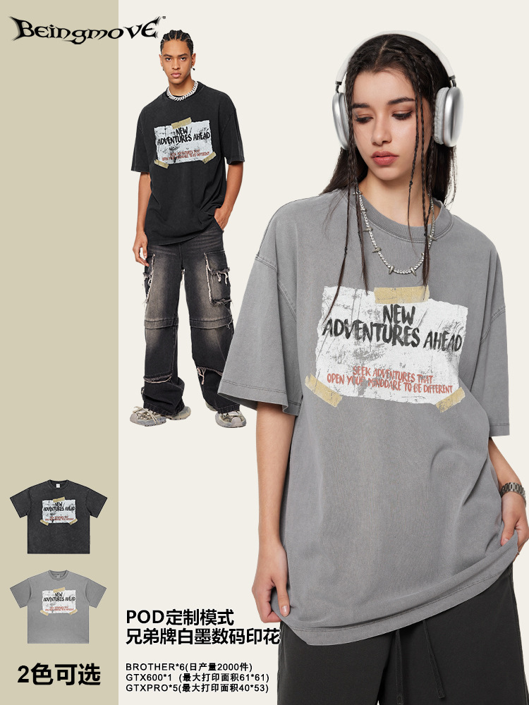 2025 verano belleza de la costa oeste in papel creativo impresión offset flores de manga corta camiseta de moda de moda de moda de moda de hombre camiseta de moda de gran tamaño