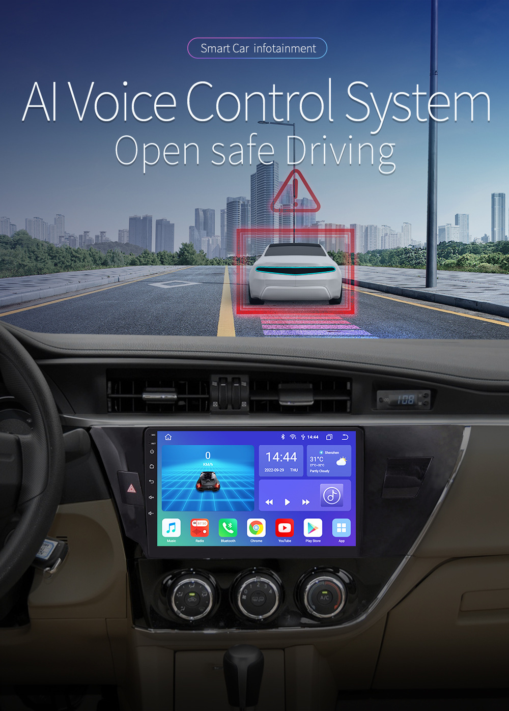 Overseas Android Navigation Is Suitable for 14-16 Toyota Corolla Corolla Car Navigation Gps4G Full Network Communication