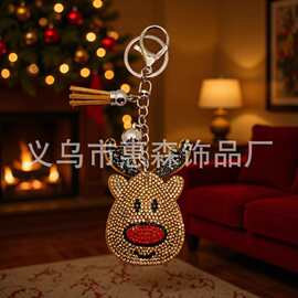 创意卡通新款镶钻雪人钥匙扣女士包包挂饰企鹅钥匙链圣诞节小礼品