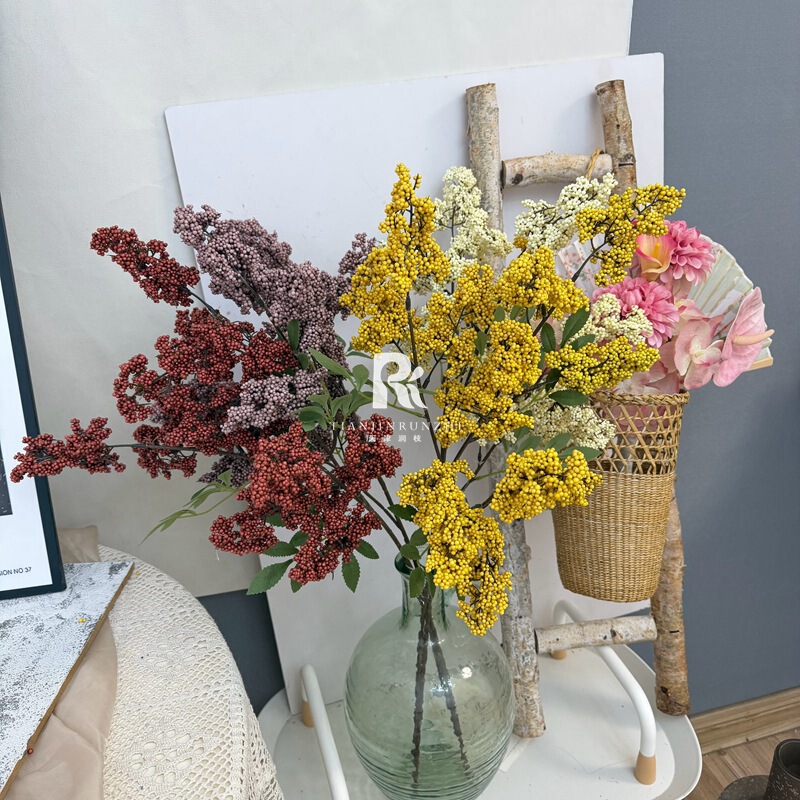 Wintergreen Fruit Artificial Flowers, Small Wintergreen Fruit, Cross-Border Wedding Floral Arrangements, Window Decorations, Flower Arrangements, Fake Flower Arrangements Wholesale