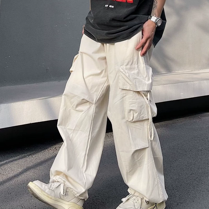 Модные темпераментные модные фирменные функциональные комбинезоны мужские мульти-карманные свободные прямые брюки мужские новые широкие шаровары