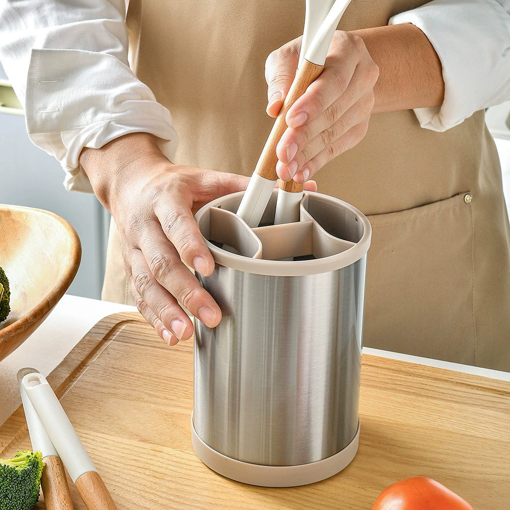 Трансграничная многофункциональная нержавеющая сталь вращающаяся трубка для хранения кухонной посуды держатель для палочек для еды