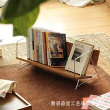 现货实木桌面书架创意书立家用咖啡厅台面收纳架书籍杂志小书架