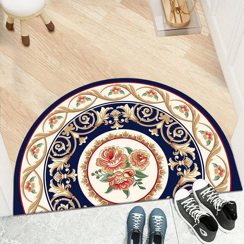 Transfronterizo retro estilo étnico semicírculo alfombra del piso del hogar dormitorio antideslizante alfombra del piso cuarto de baño puerta de entrada mat
