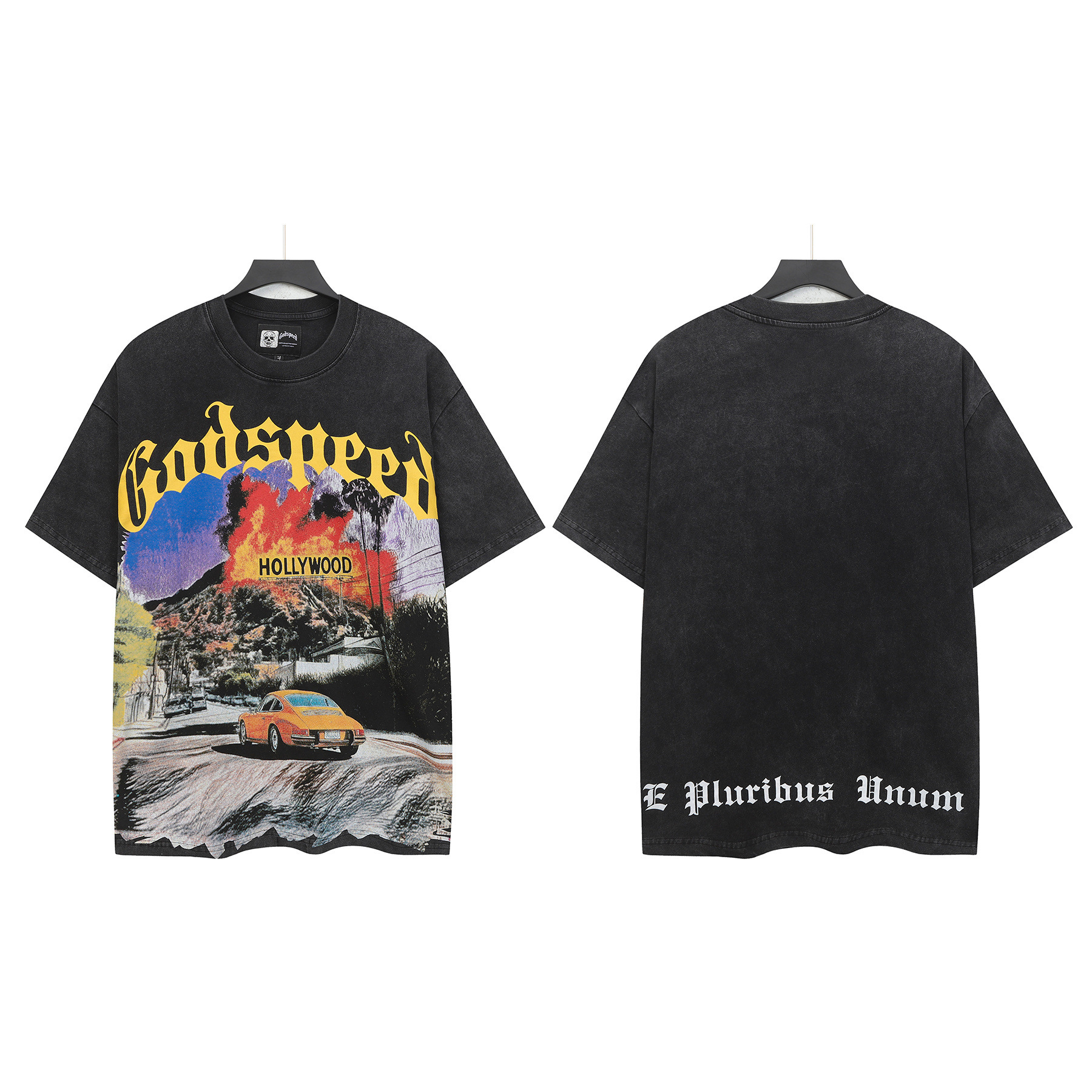 Cross-border Wholesale High-quality Gods Short-sleeve Heavy Wash FOG High Street Fashion Brand Skull Print Pure Cotton_viptrois.com