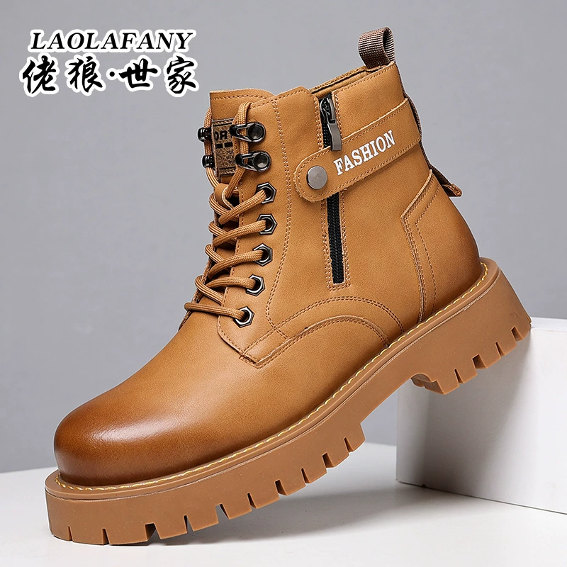 Лао Лянь Ши Цзя Martens, мужские демисезонные флисовые теплые модные ботинки