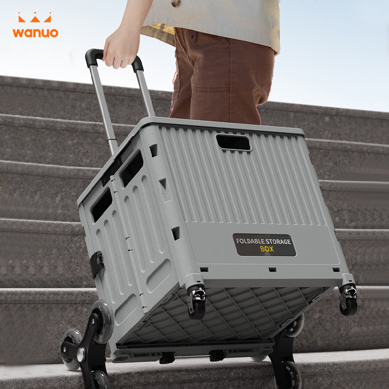 Shopping Trolley Camping Style Supermarket Portable Foldableing Shopping Cart Grocery Shopping Cart Small Trolley Ladder Wheel Plastic Trolley