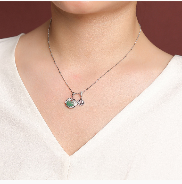 Mặt dây chuyền bạc S925 mạ vàng hình trứng mì Châu Phi phong cách đơn giản — Dây chuyền vàng chi tiết 7