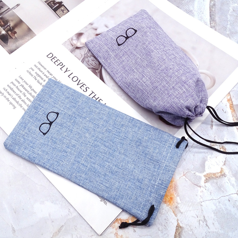 Factory Order Linen Drawstring Sunglasses Bag Cotton And Linen Sunglasses Color Cloth Bag Wholesale Production Logo display picture 2