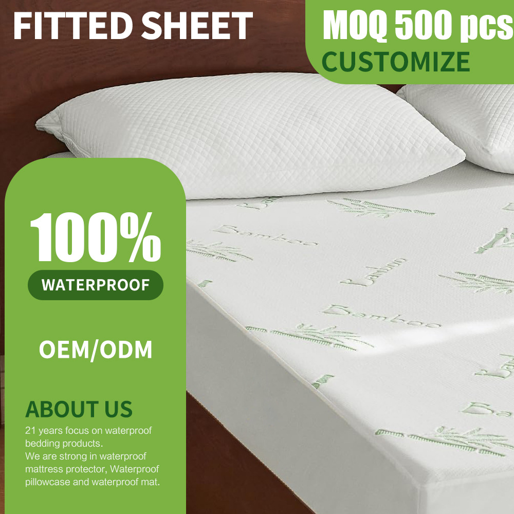 Cross-border Custom-made Bamboo Fiber Waterproof Protector, Stain-resistant, Machine Washable, Five-sided Mattress Cover_voghion.com