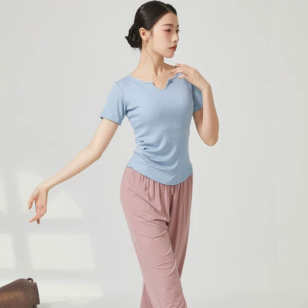 309 gray blue short-sleeved top