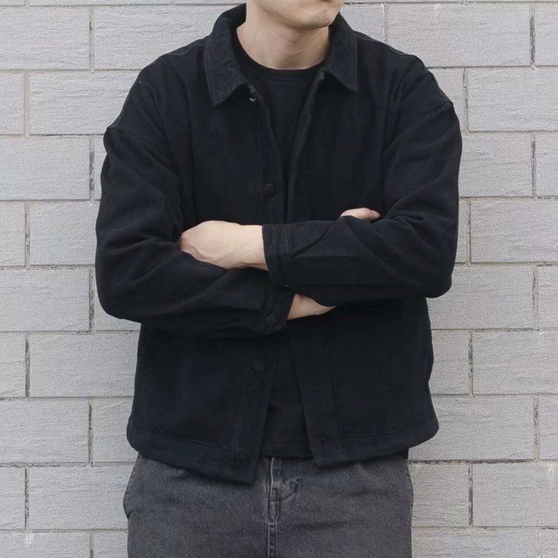 Japonés marca de moda retro primavera y otoño delgada Denim coat hombres negro guapo suelta chaqueta los