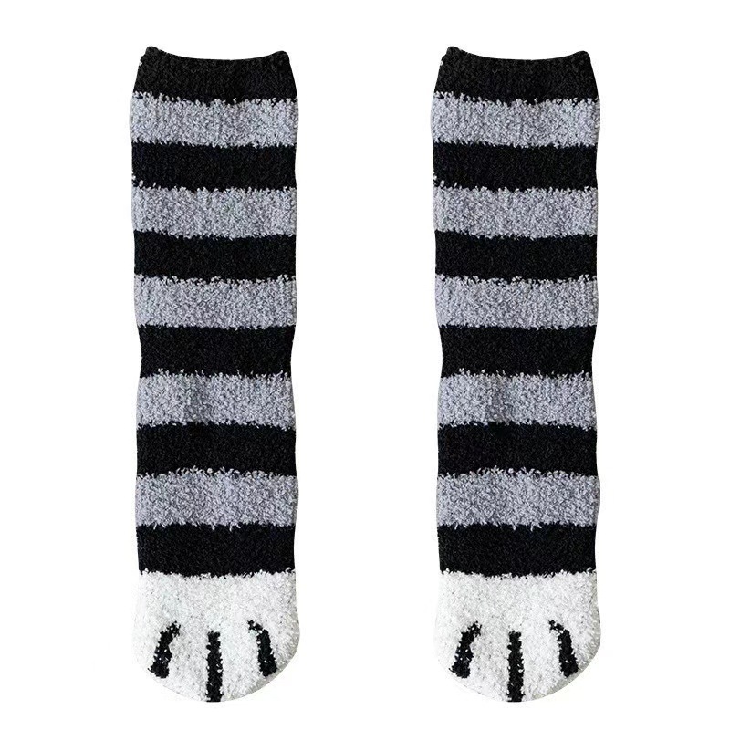 Calcetines de mujer mediana calcetines otoño-invierno de coral terciopelo de dibujos animados garras de gato calcetines de piso terciopelo calcetines de dormir calientes image 12