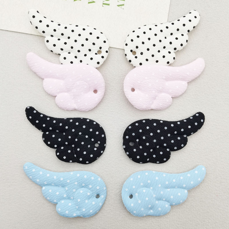 Double-Sided Polka Dot Wings with Holes DIY Pendant Accessories Keychain Car Decoration Handmade Fabric Wings Materials