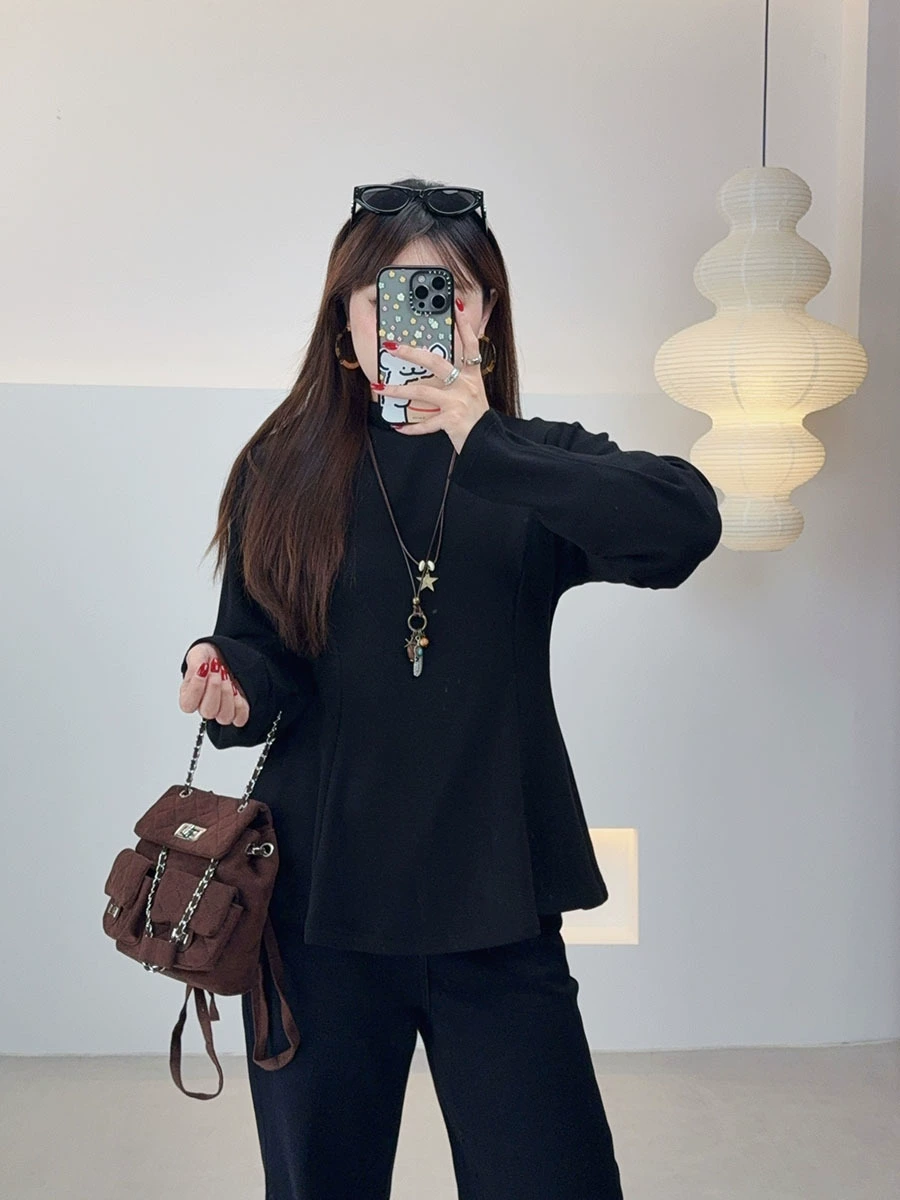 Winter fitted brace, long-sleeve, plus size, high collar