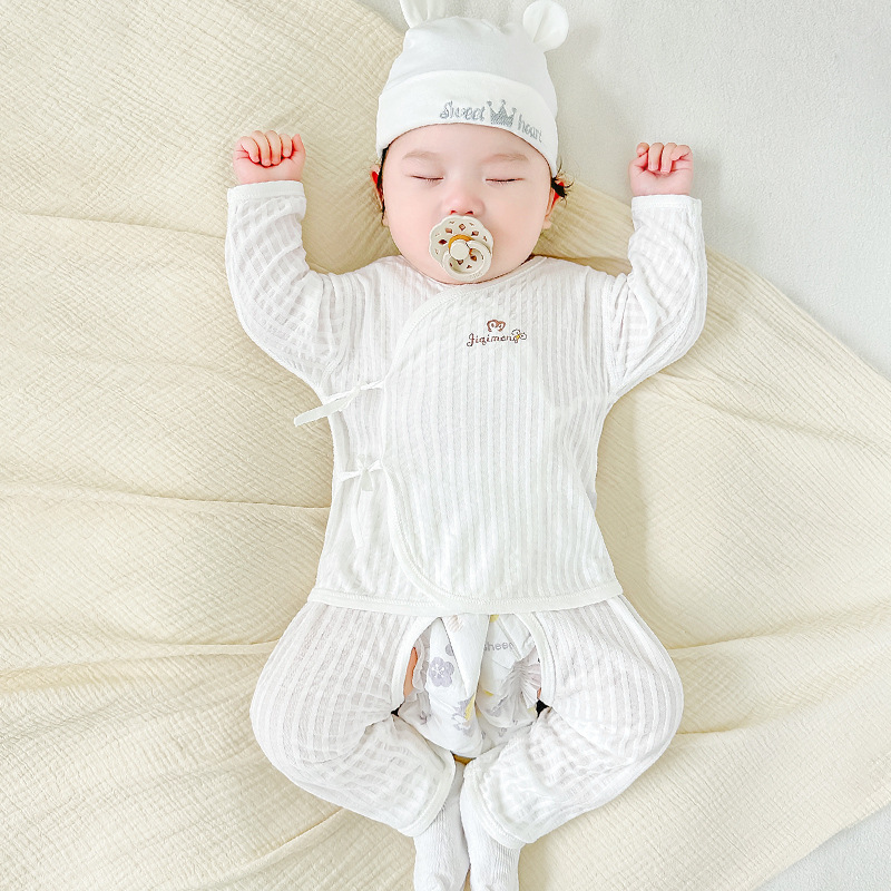 Ropa de bebé recién nacido de verano de algodón recién nacido de manga larga 0 estilo delgado de marzo monje pijama de verano dividido traje de bebé