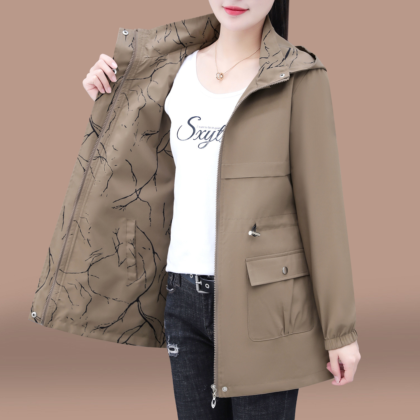 双面穿外套女春秋2025新款中年妈妈休闲宽松中长款女士风衣夹克