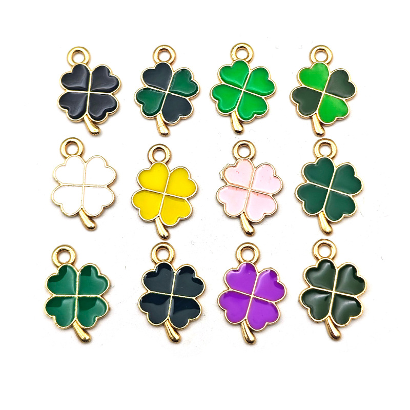 New color clover four-leaf clover oil drop accessories diy jewelry accessories keychain mobile phone pendant wholesale New color clover four-leaf clover oil drop accessories diy jewelry accessories keychain mobile phone pendant wholesale