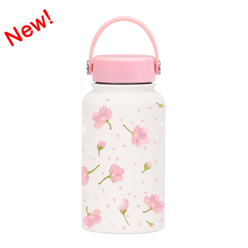 Nueva transfronteriza 650ml taza de vacío de boca ancha portátil de vacío niños estudiante deportes hervidor de agua de impresión al aire libre taza