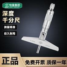 哈量深度千分尺0-25 0-100mm0.01球头圆头平头孔深测量螺旋测微器