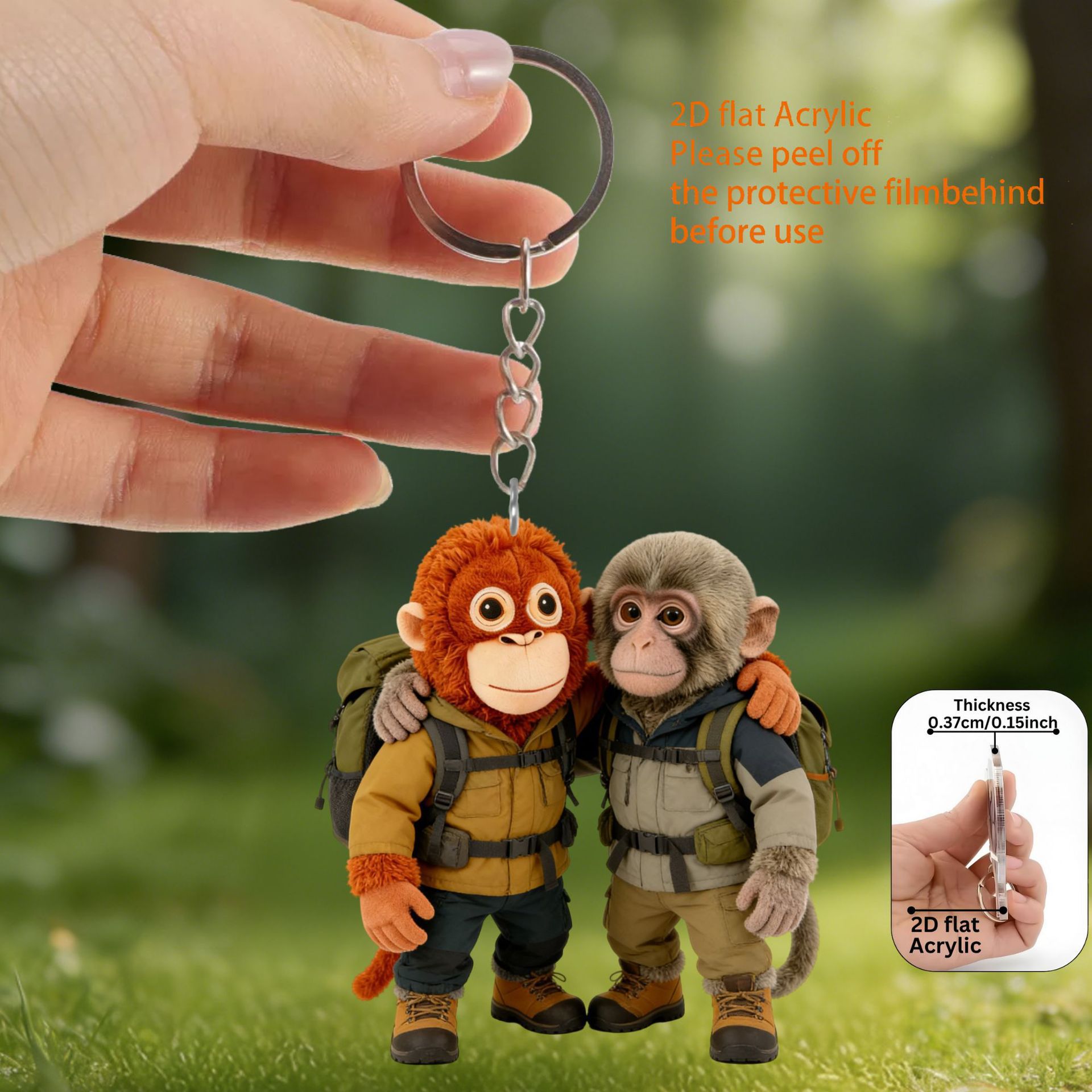 Etiquetado transfronterizo acrílico plano 2D Protect Punch The Monkey Orangutan Doll