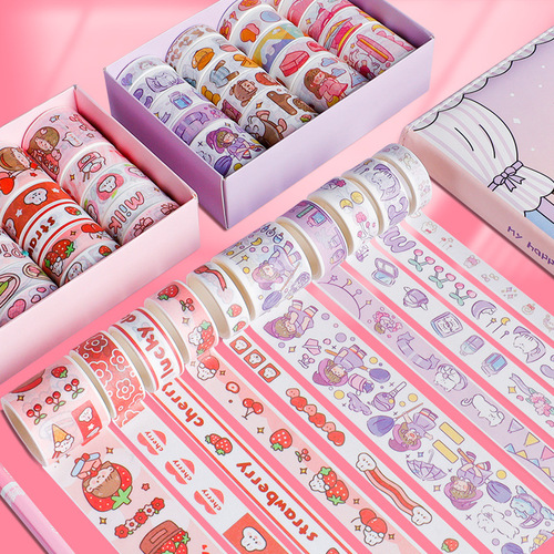 20 rolls of handbag tape set student diy handbag installation material cute sticker cartoon and washi tape wholesale