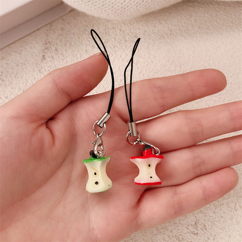 Mini colgante de bolsa de núcleo de manzana lindo colgante de teléfono móvil niña corazón rojo amor colgante de manzana joyería pequeña