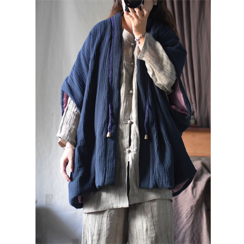 Winter Designer New Thickened Double Wrinkled Hemp Cotton Buckle-free Nostalgic Relaxed Sleeveless Waistcoat 24123