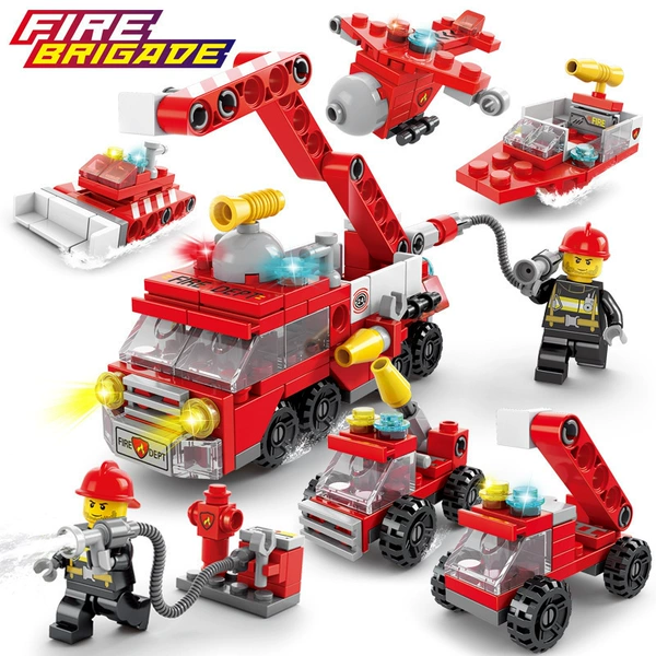 8612-7 6-in-1 cloud ladder fire truck [147 pieces of gift bags] Sending the parts