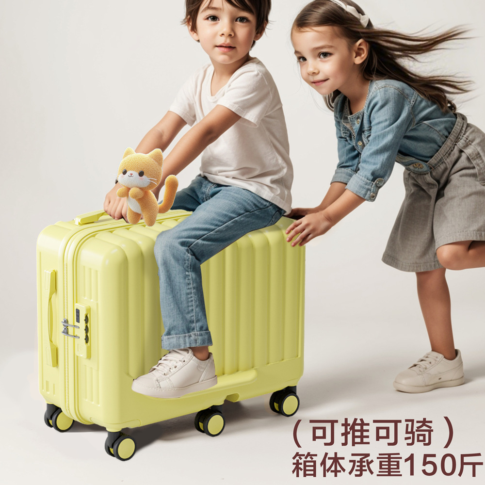 Kinderkoffer mit Sitzfunktion Mädchen Trolley Reisegepäck 20 Zoll Handgepäck Jungen Reisekoffer kleine Lederkoffer